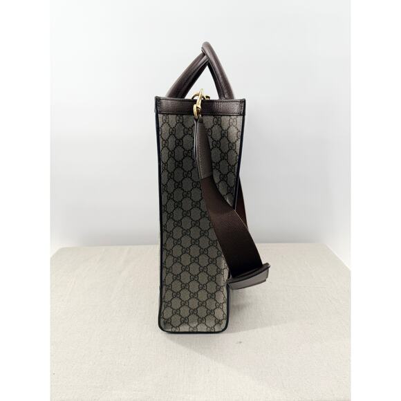 Gucci Ophidia Large Tote Bag Beige and Ebony GG Supreme Canvas with Leather Trim - Picture 5 of 16